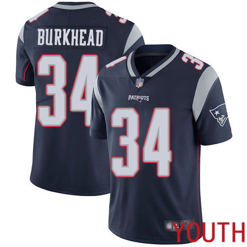 New England Patriots Football #34 Vapor Limited Navy Blue Youth Rex Burkhead Home NFL Jersey->youth nfl jersey->Youth Jersey